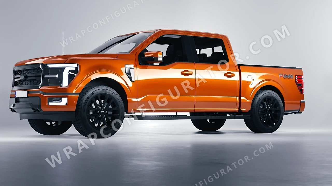 Orange Ford F-150 Lariat 2024 wrapped in 3M Gloss Burnt Orange G14