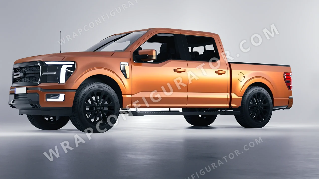 Orange Ford F-150 Lariat 2024 wrapped in Avery Dennison Sunset Ride SW900-302-O