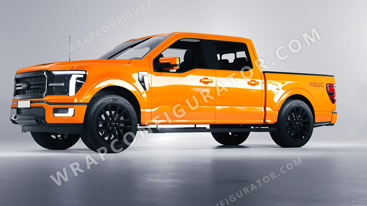Orange Ford F-150 Lariat 2024 wrapped in Colourshield PPF by HyperPro Papaya Orange HGF50-P