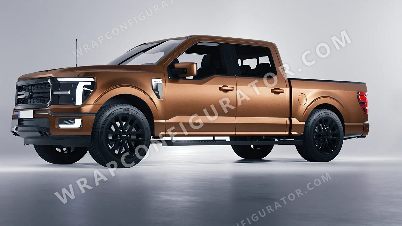 Orange Ford F-150 Lariat 2024 wrapped in KPMF Matt Anodised Bronze K75549