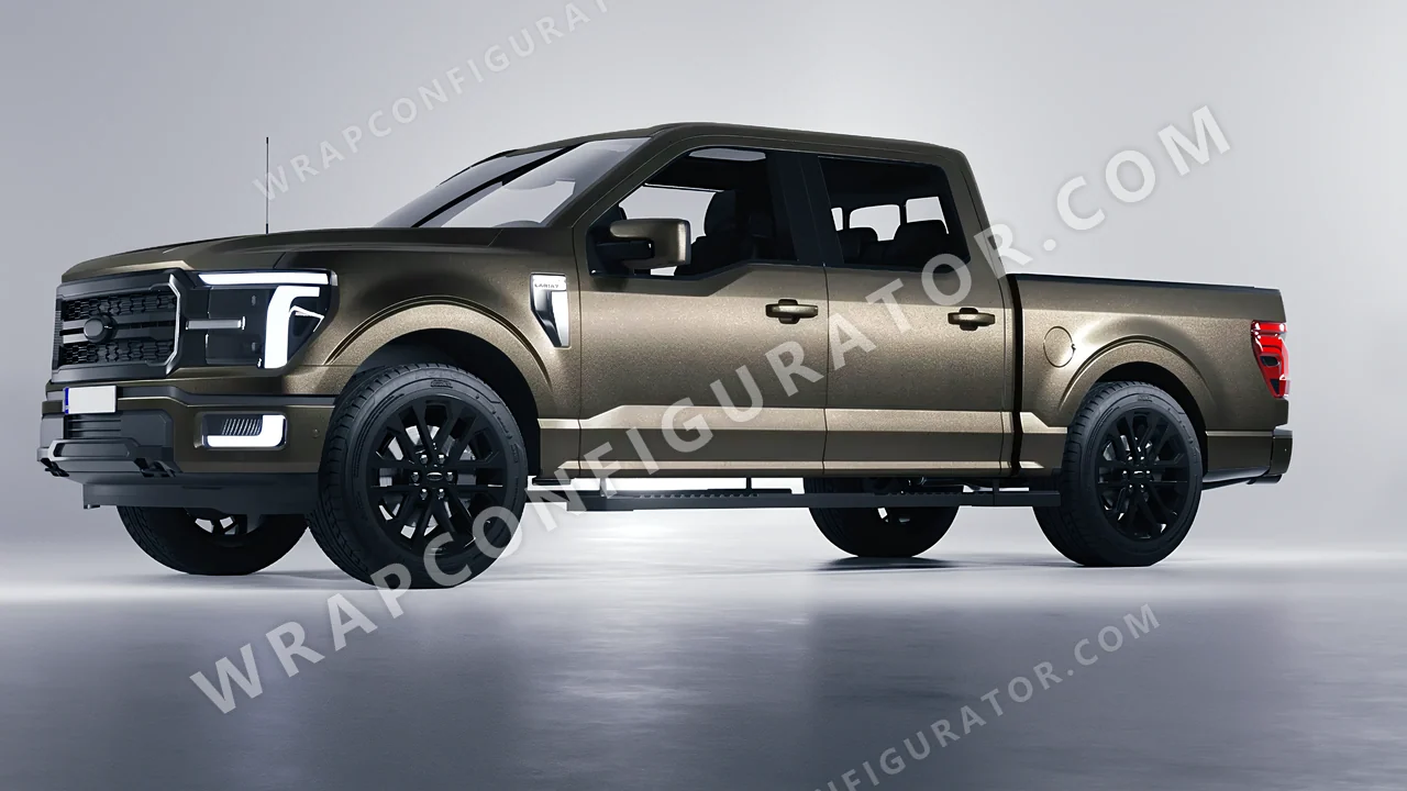 Orange Ford F-150 Lariat 2024 wrapped in KPMF Matt Nero Flare K75556