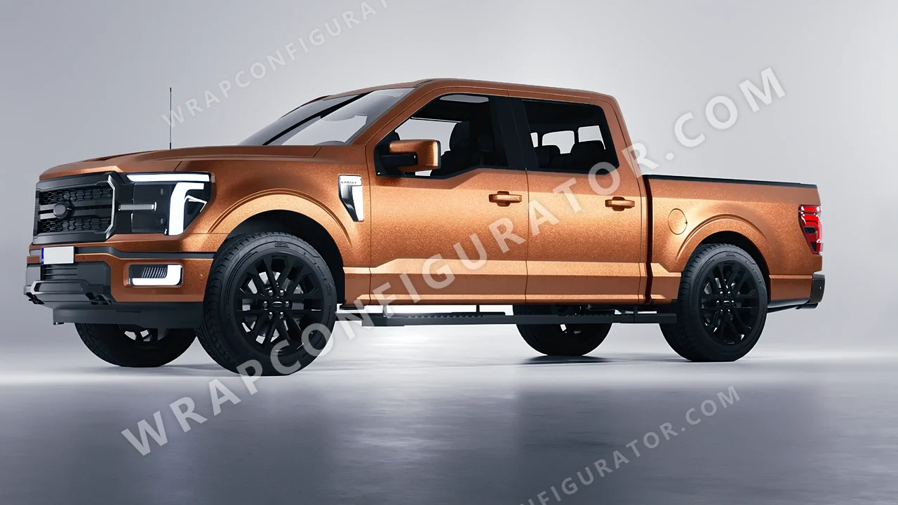 Orange Ford F-150 Lariat 2024 wrapped in ORACAL Copper 970RA-092M