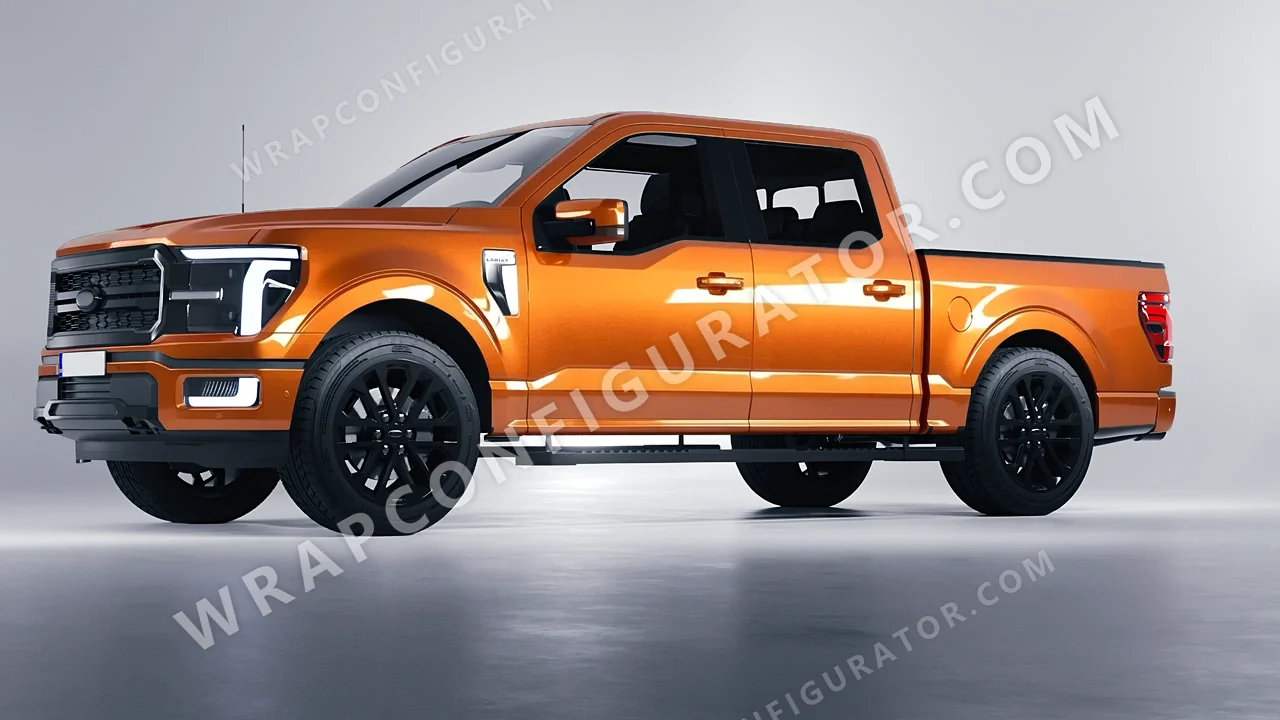 Orange Ford F-150 Lariat 2024 wrapped in ORACAL Mandarin 970RA-300G