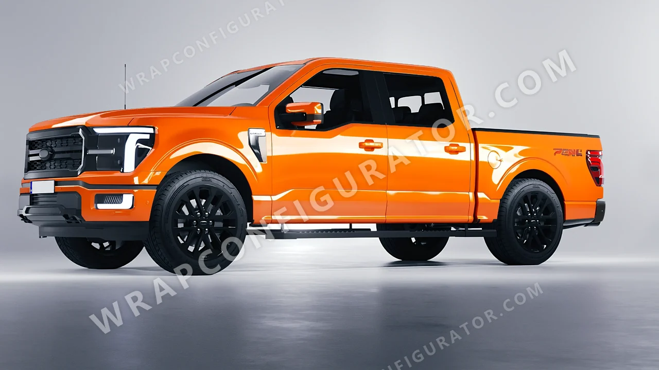 Orange Ford F-150 Lariat 2024 wrapped in ORACAL Municipal Orange 970RA-351G