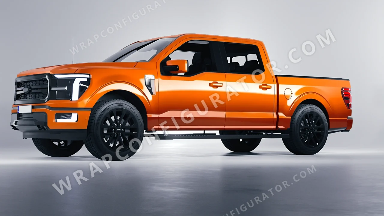 Orange Ford F-150 Lariat 2024 wrapped in ORACAL Tangerine Dream 970RA-959G