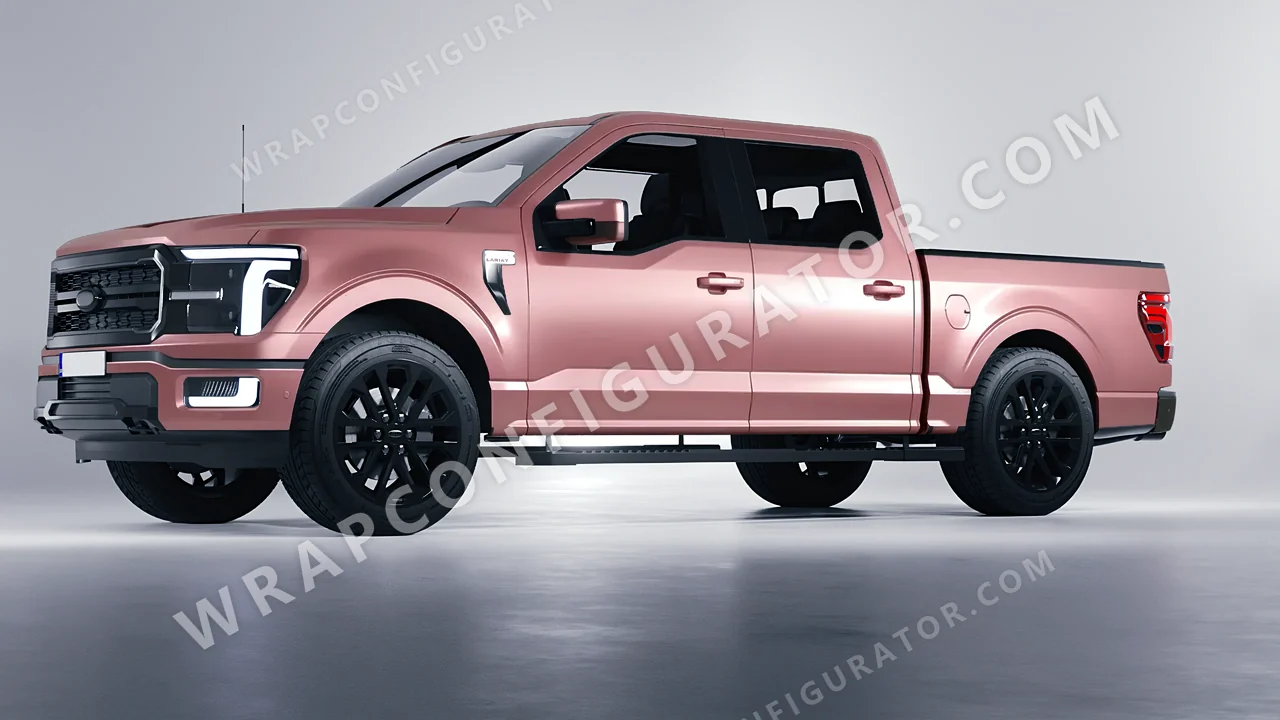 Pink Ford F-150 Lariat 2024 wrapped in 3M Velvet Rose S23