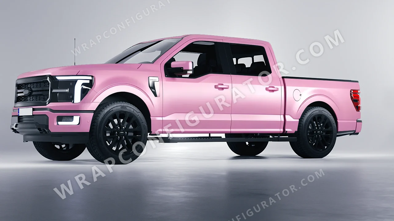 Pink Ford F-150 Lariat 2024 wrapped in Avery Dennison Bubblegum Pink SW900-514-O