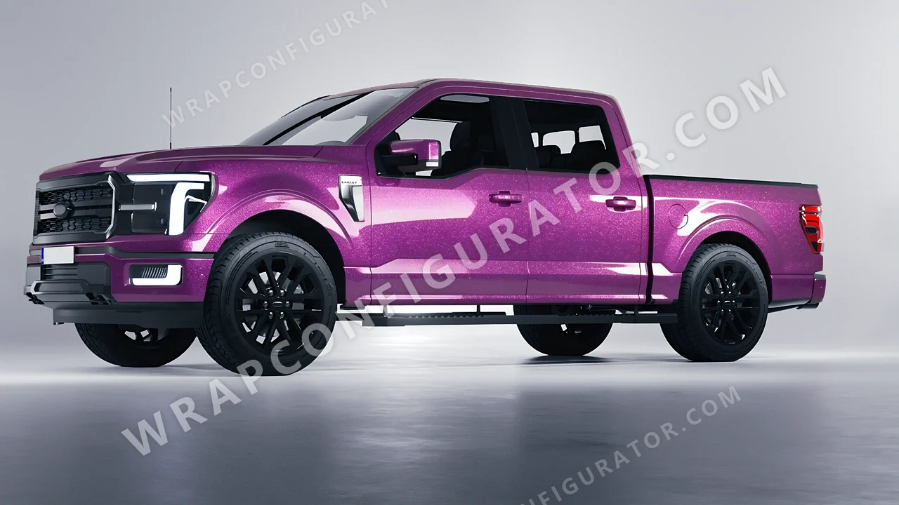 Pink Ford F-150 Lariat 2024 wrapped in Avery Dennison Cosmic Rose SW900-526-M