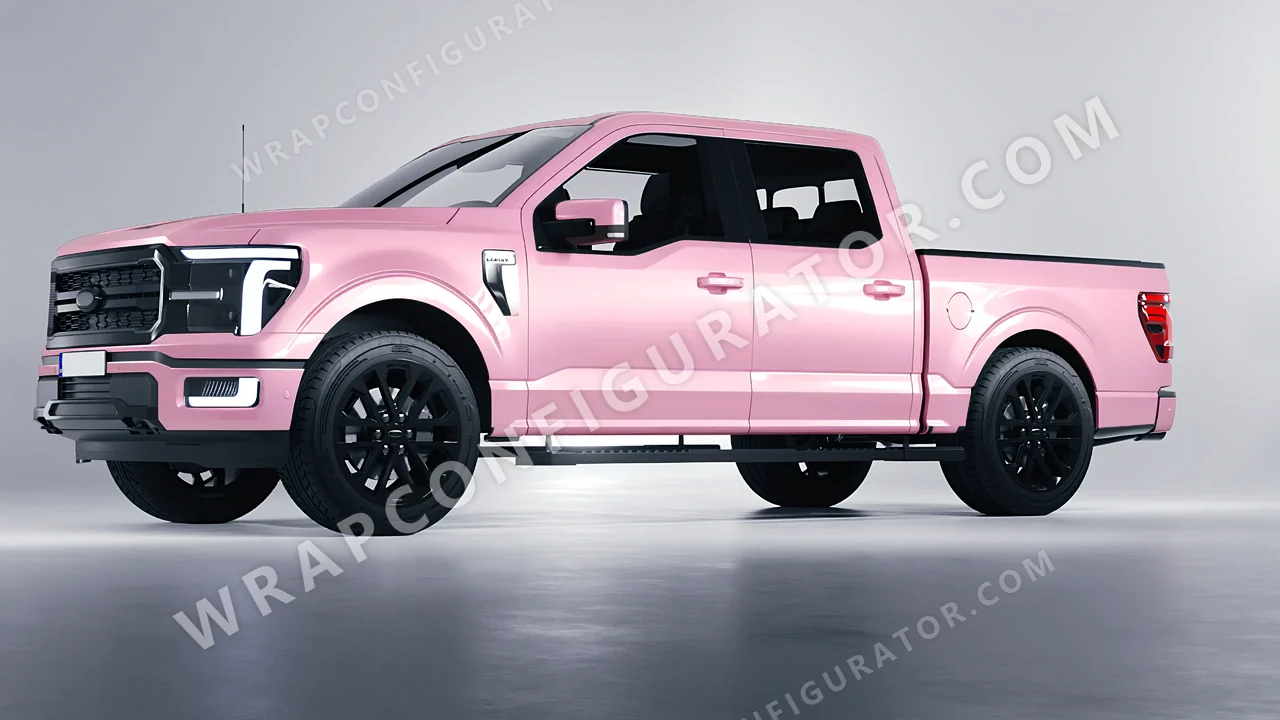 Pink Ford F-150 Lariat 2024 wrapped in Avery Dennison Gloss Pearl Tutu Pink SW900-523-S