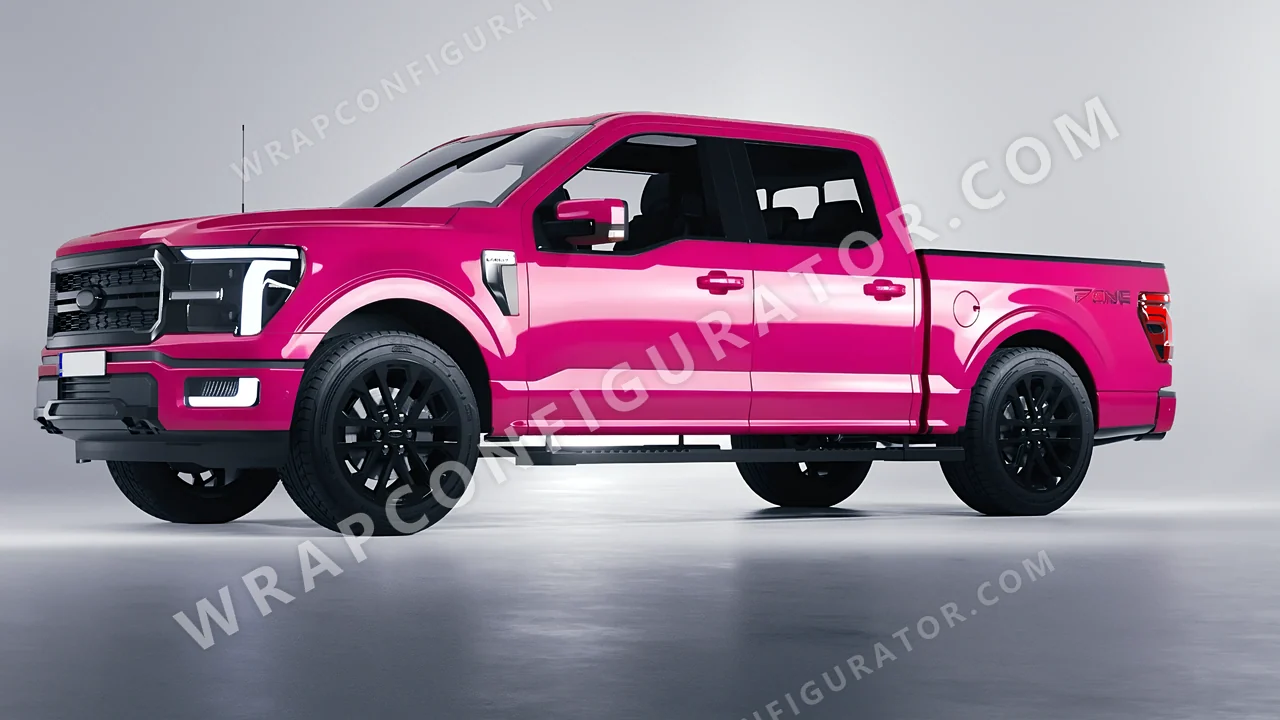 Pink Ford F-150 Lariat 2024 wrapped in Avery Dennison Pool Party Pink SW900-517-O