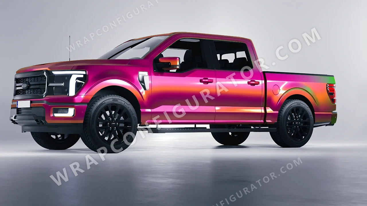 Pink Ford F-150 Lariat 2024 wrapped in Colourshield PPF by HyperPro Daybreak Pink GB02-P