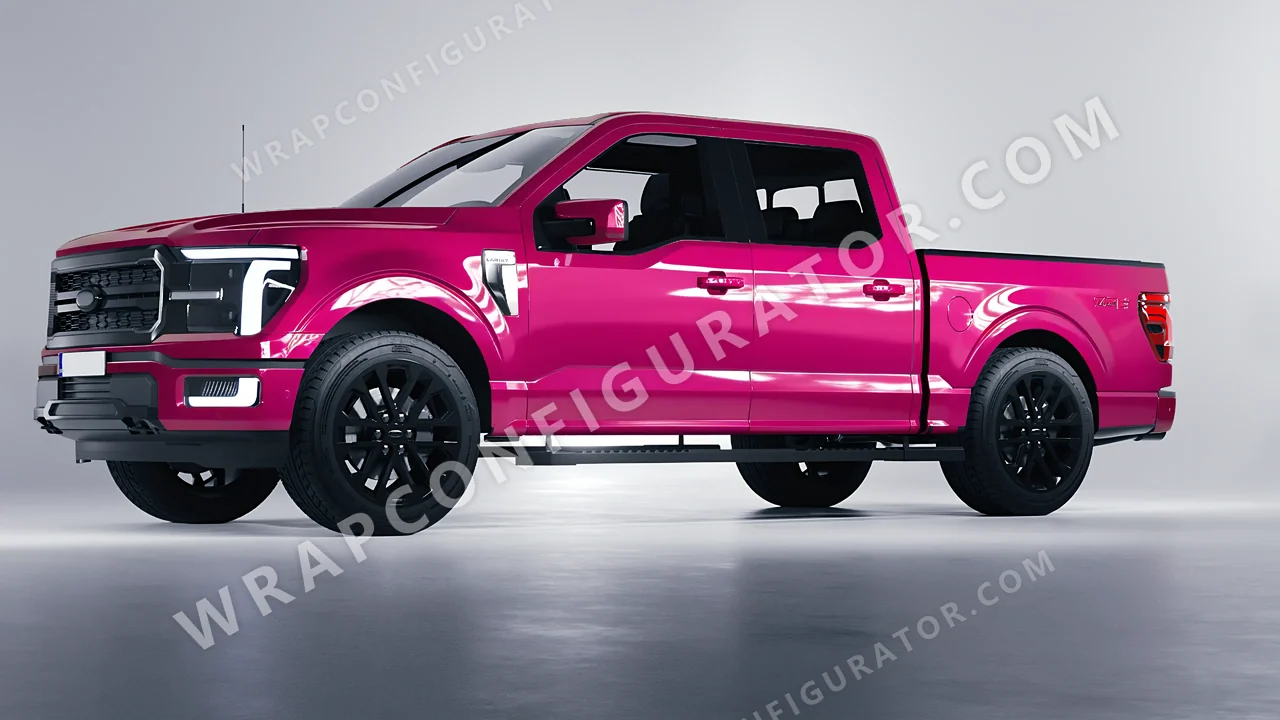 Pink Ford F-150 Lariat 2024 wrapped in Colourshield PPF by HyperPro Deep Pink HGF60-P