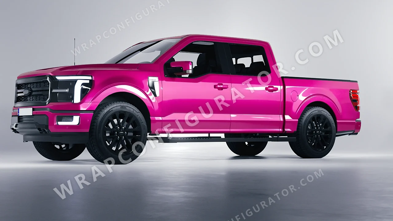 Pink Ford F-150 Lariat 2024 wrapped in KPMF Momentum Pink K75406