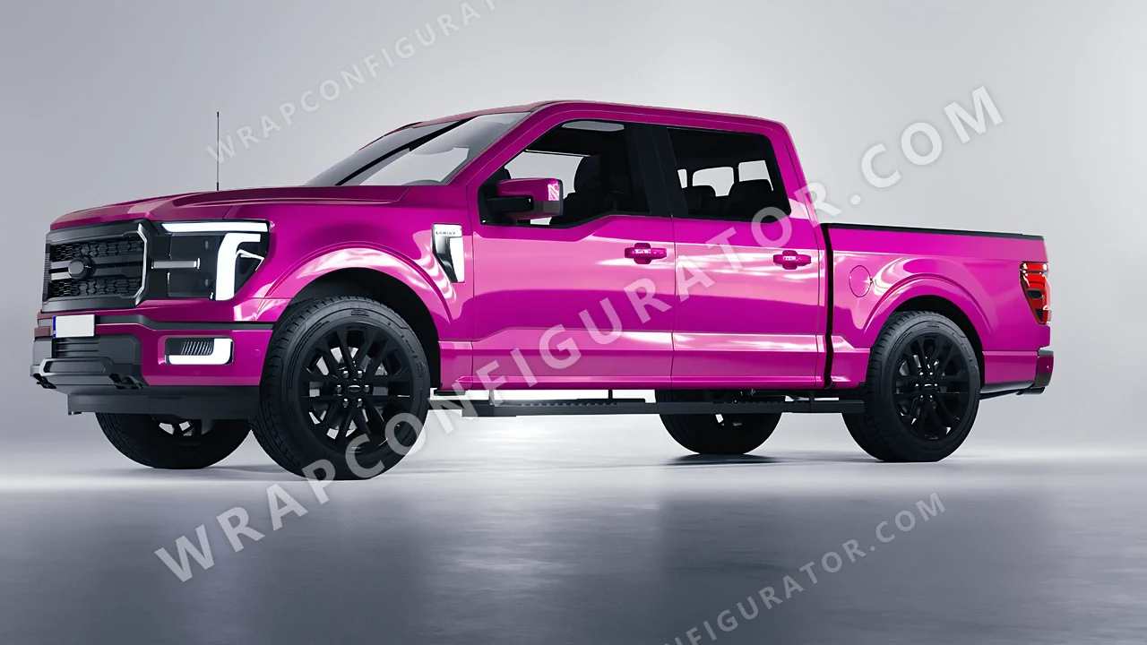Pink Ford F-150 Lariat 2024 wrapped in ORACAL Telemagenta 970RA-077G