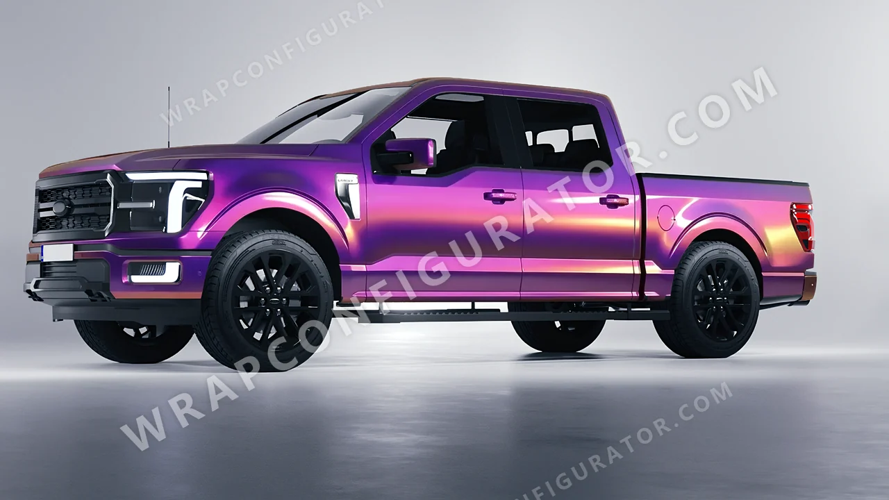 Purple Ford F-150 Lariat 2024 wrapped in Colourshield PPF by HyperPro Afterglow Purple GB03-P