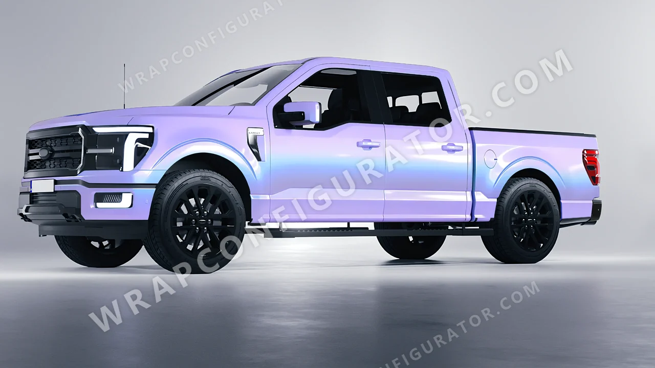 Purple Ford F-150 Lariat 2024 wrapped in Colourshield PPF by HyperPro Aurora Purple CGM08-P