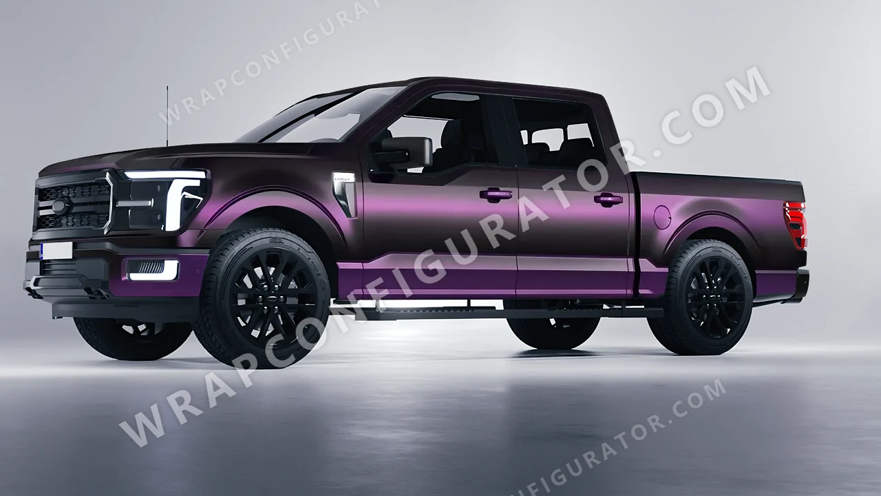 Purple Ford F-150 Lariat 2024 wrapped in Colourshield PPF by HyperPro Ghost Black/Purple MSF06-P