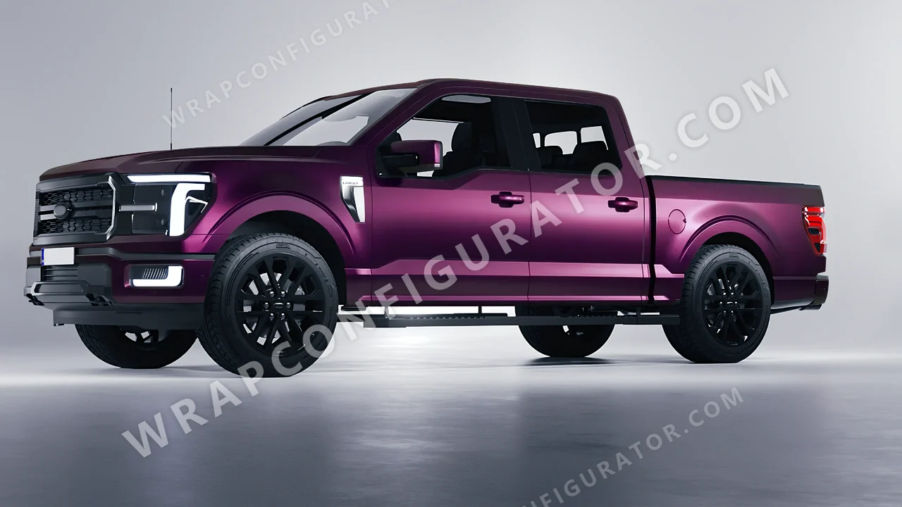 Purple Ford F-150 Lariat 2024 wrapped in Inozetek Dynamic PPF Midnight Purple DPPF801