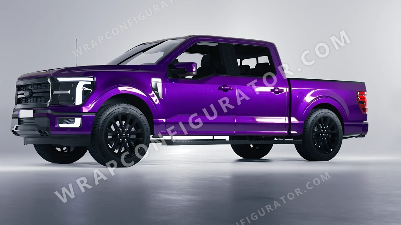 Purple Ford F-150 Lariat 2024 wrapped in Inozetek Dynamic PPF Midnight Purple DPPF901