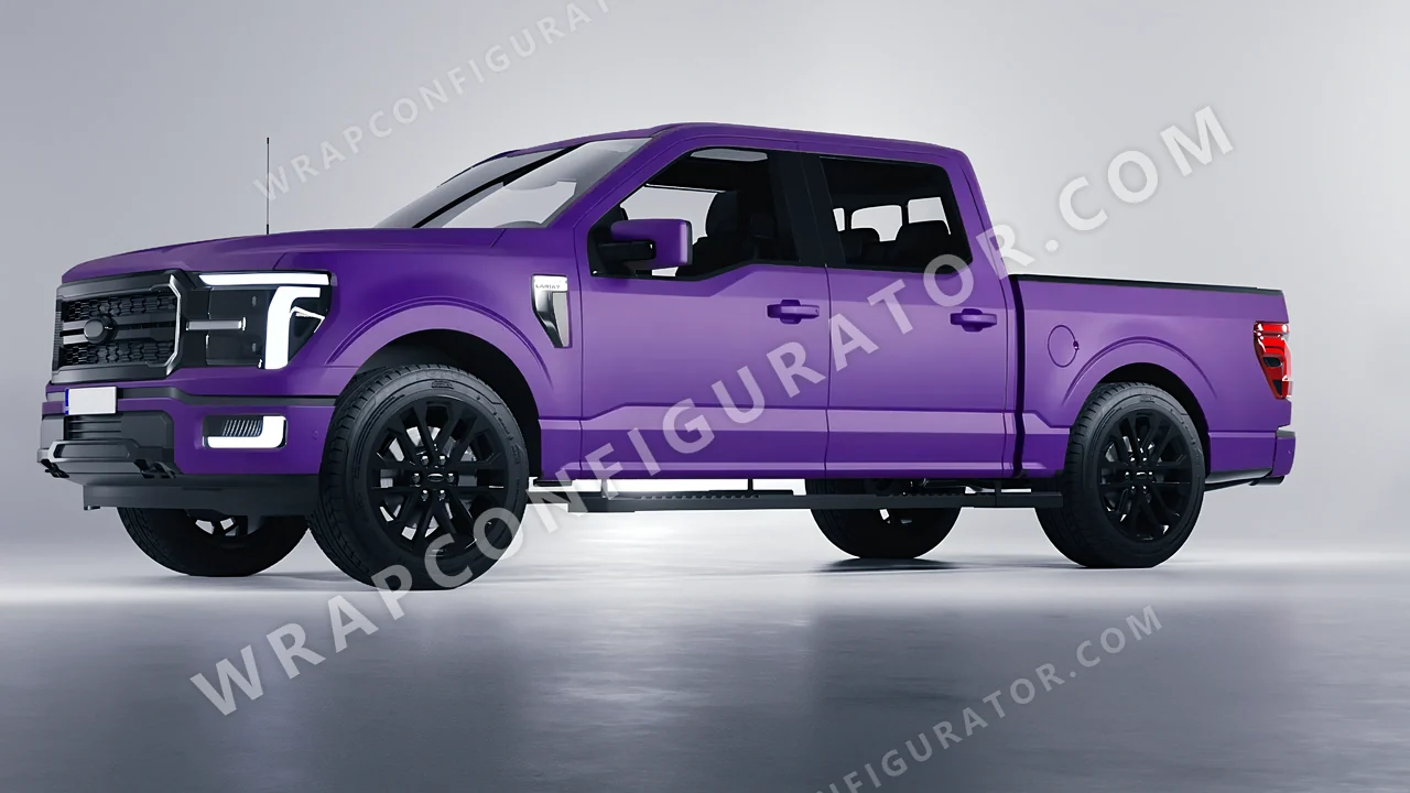 Purple Ford F-150 Lariat 2024 wrapped in KPMF Absolute Matt Royal Amethyst K75803