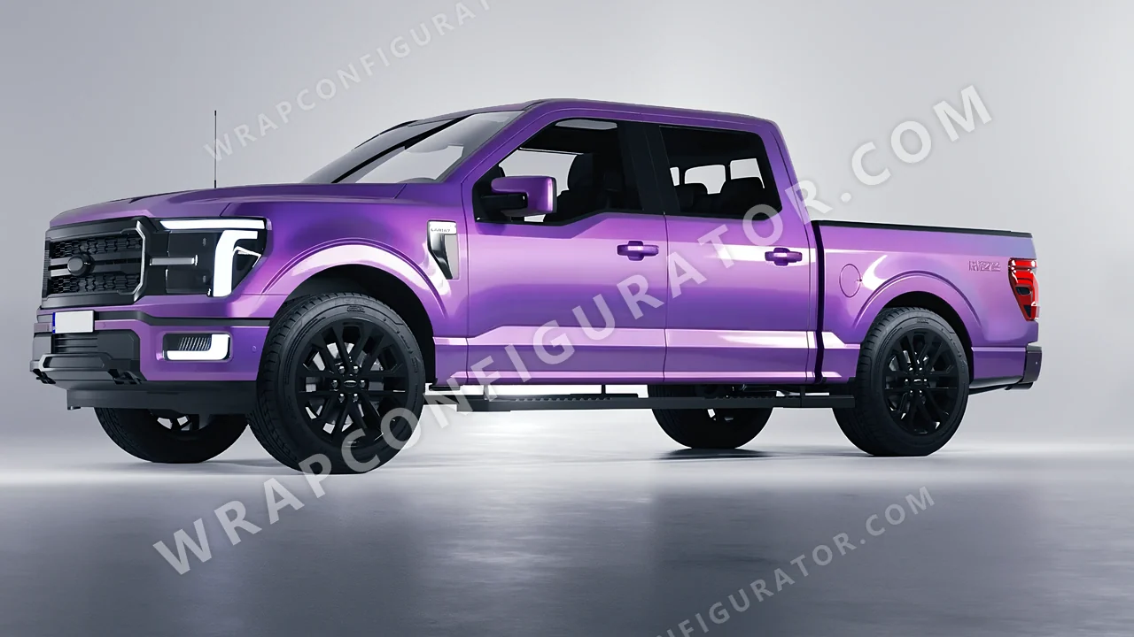 Purple Ford F-150 Lariat 2024 wrapped in KPMF Violet Haze K75473