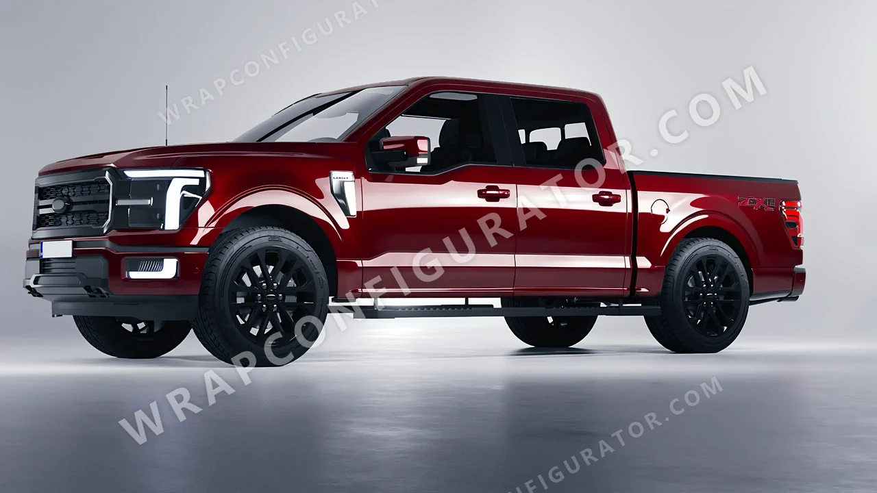 Red Ford F-150 Lariat 2024 wrapped in Avery Dennison Burgundy SW900-475-O