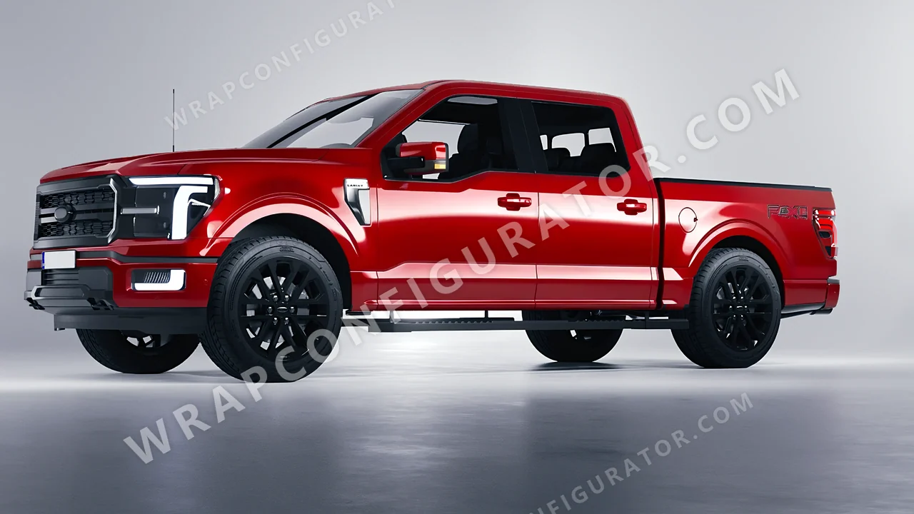 Red Ford F-150 Lariat 2024 wrapped in Avery Dennison Carmine Red SW900-436-O