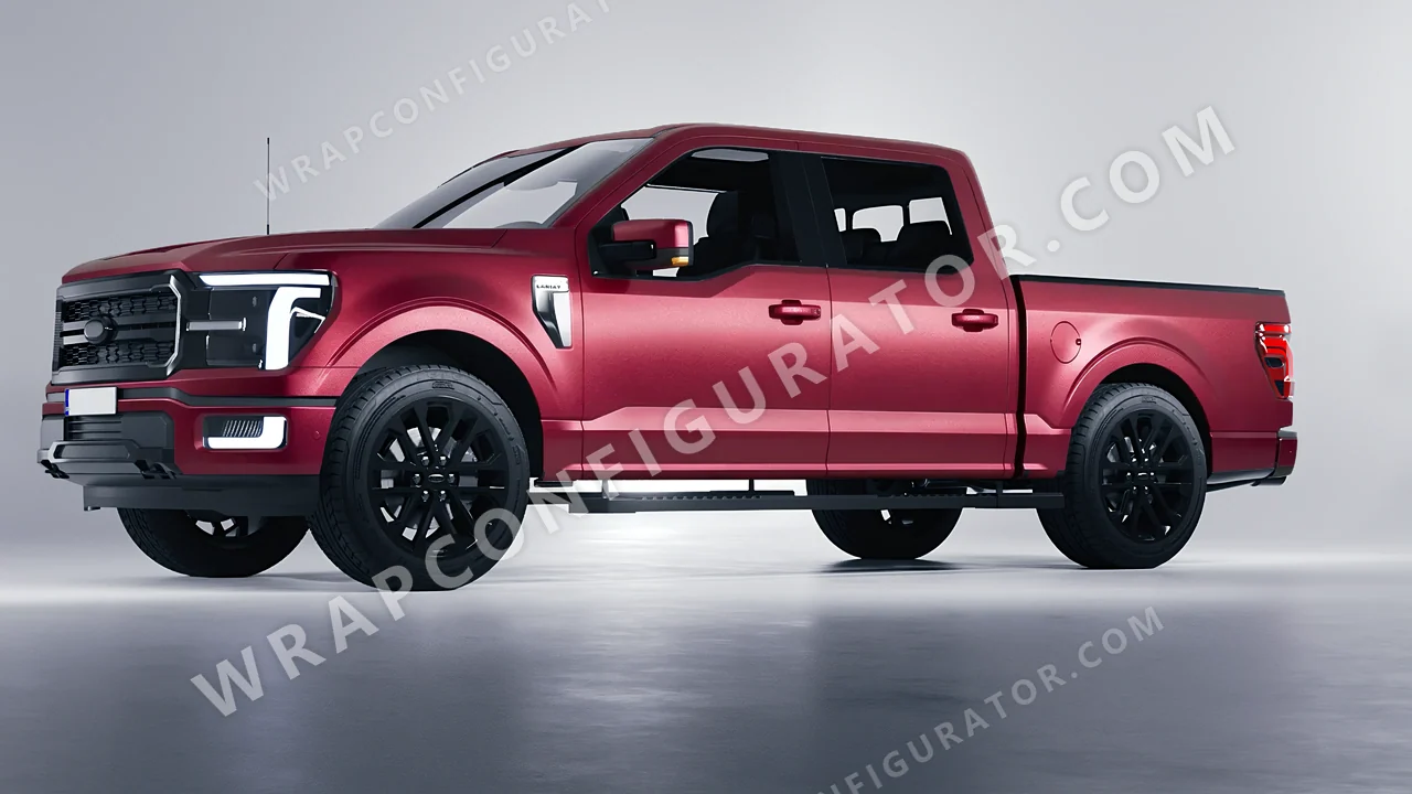 Red Ford F-150 Lariat 2024 wrapped in Avery Dennison Cherry SW900-444-M