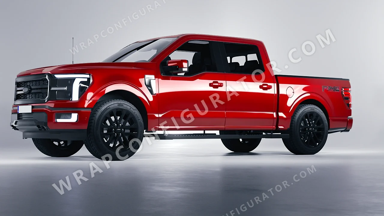Red Ford F-150 Lariat 2024 wrapped in Avery Dennison Red SW900-415-O