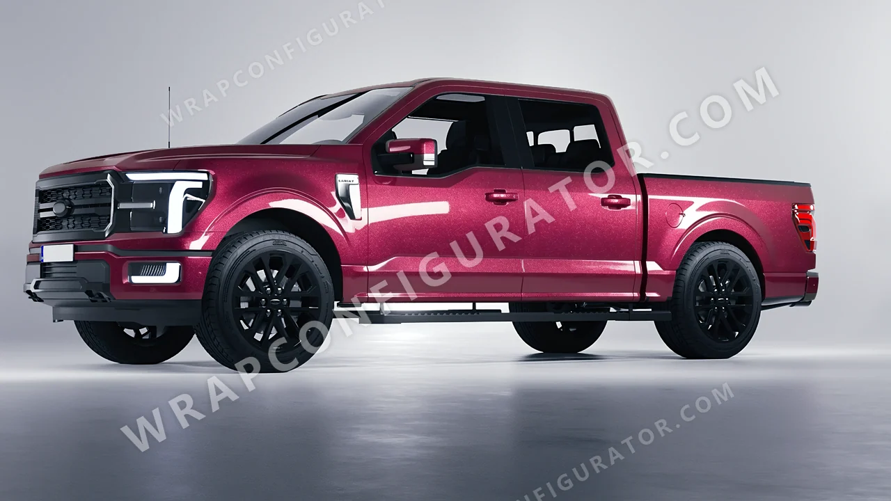 Red Ford F-150 Lariat 2024 wrapped in Avery Dennison Spark SW900-419-M