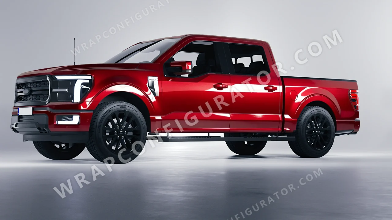 Red Ford F-150 Lariat 2024 wrapped in Colourshield PPF by HyperPro Bright Red HGM34-P