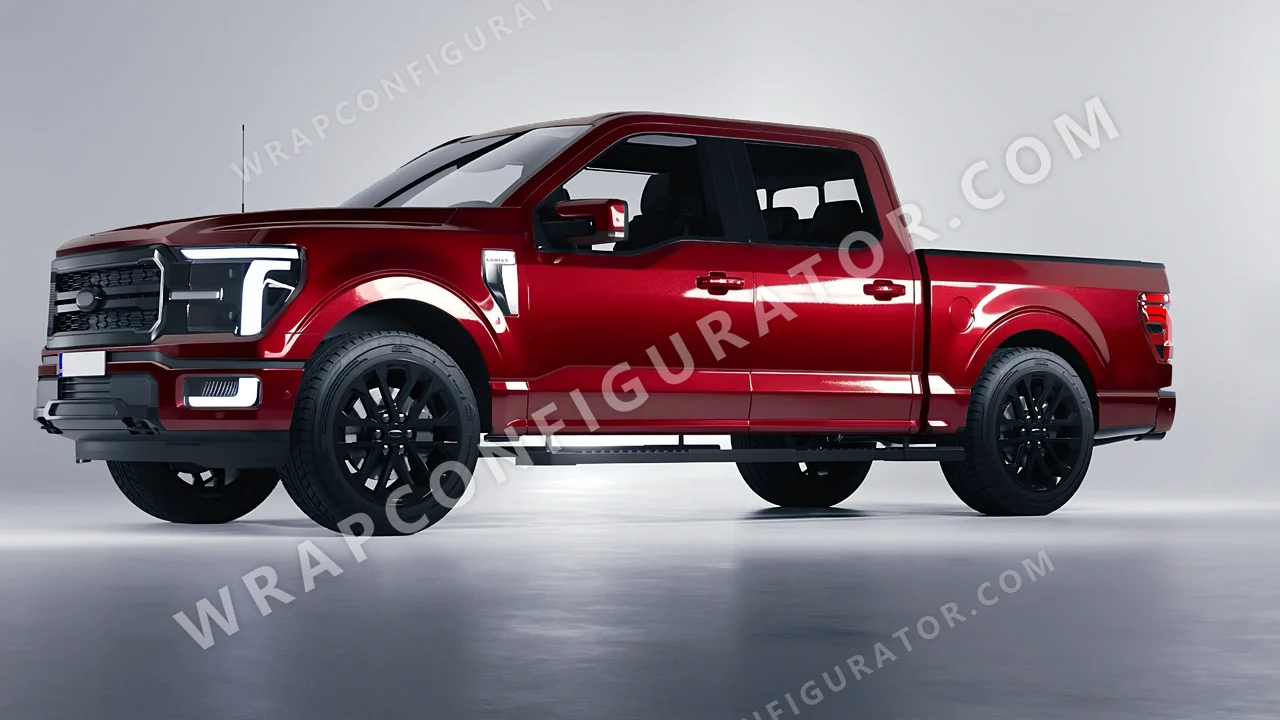 Red Ford F-150 Lariat 2024 wrapped in Colourshield PPF by HyperPro Cherries Red GAF06-P