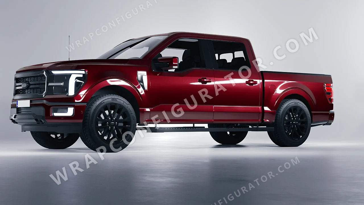 Red Ford F-150 Lariat 2024 wrapped in Colourshield PPF by HyperPro Dark Red GAF13-P