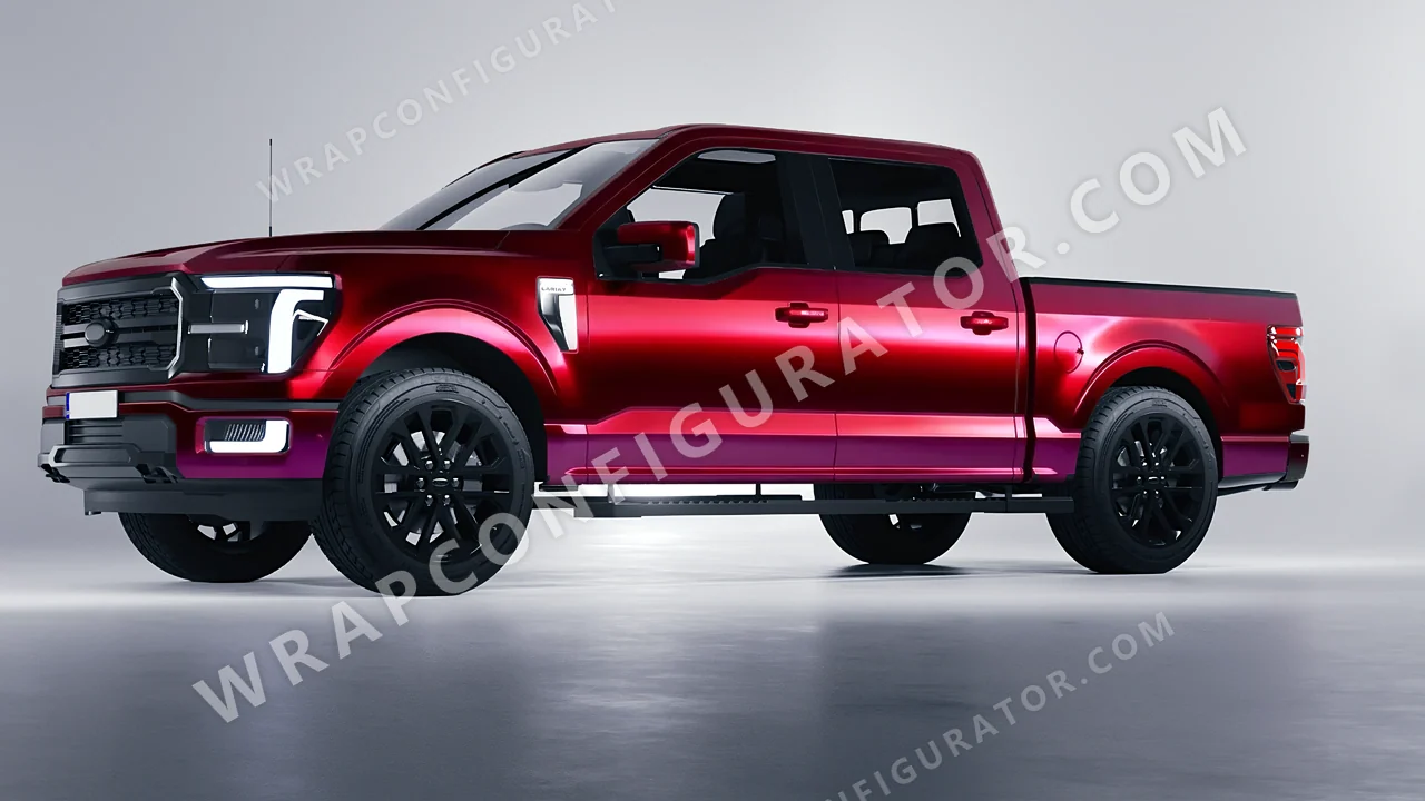 Red Ford F-150 Lariat 2024 wrapped in Colourshield PPF by HyperPro Ghost Red MSF28-P