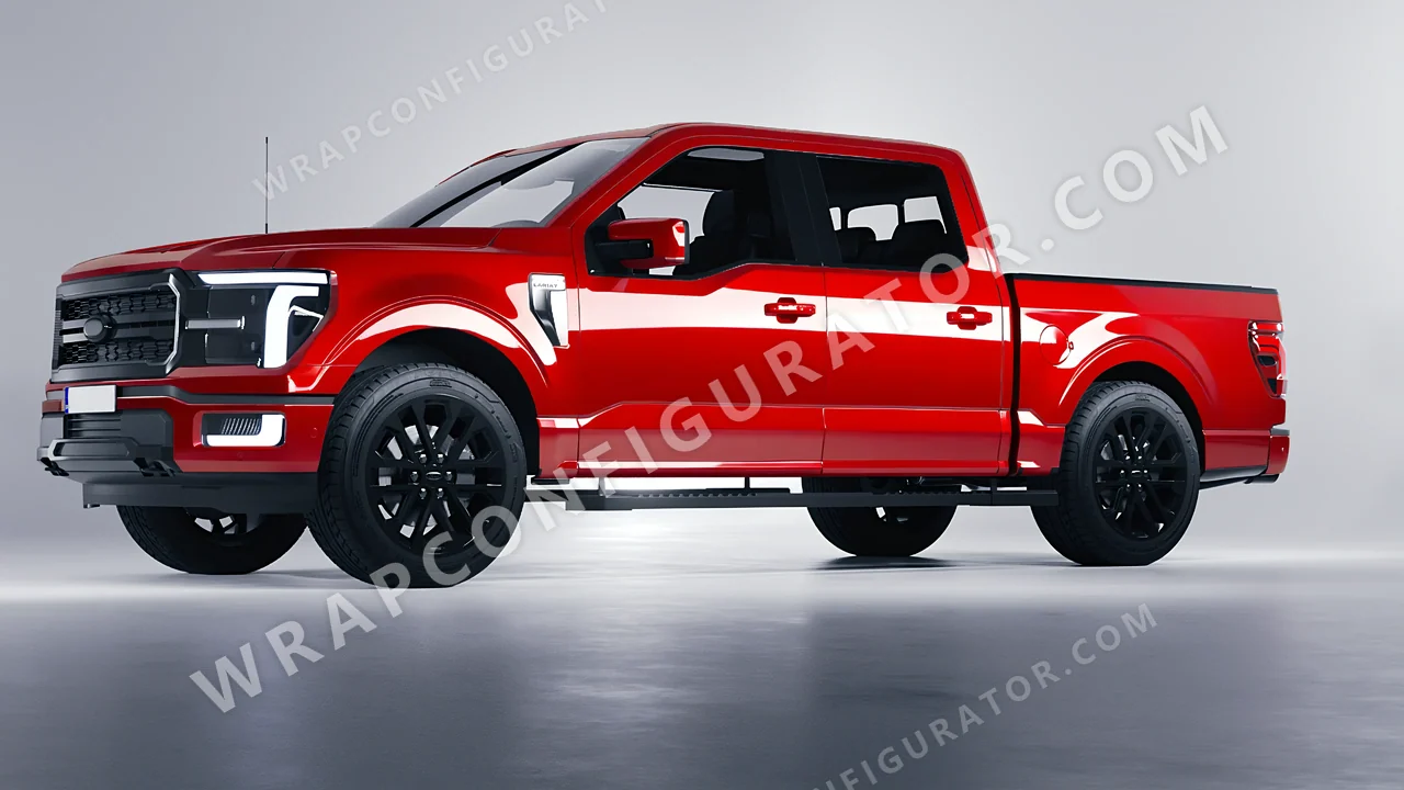 Red Ford F-150 Lariat 2024 wrapped in Colourshield PPF by HyperPro Red HGF09-P