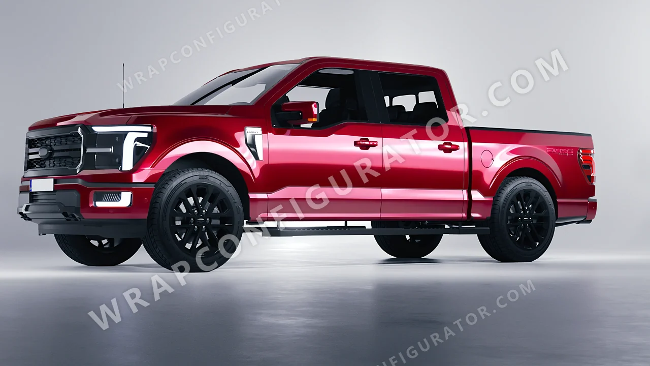 Red Ford F-150 Lariat 2024 wrapped in Colourshield PPF by HyperPro Strawberry Red HGF48-P