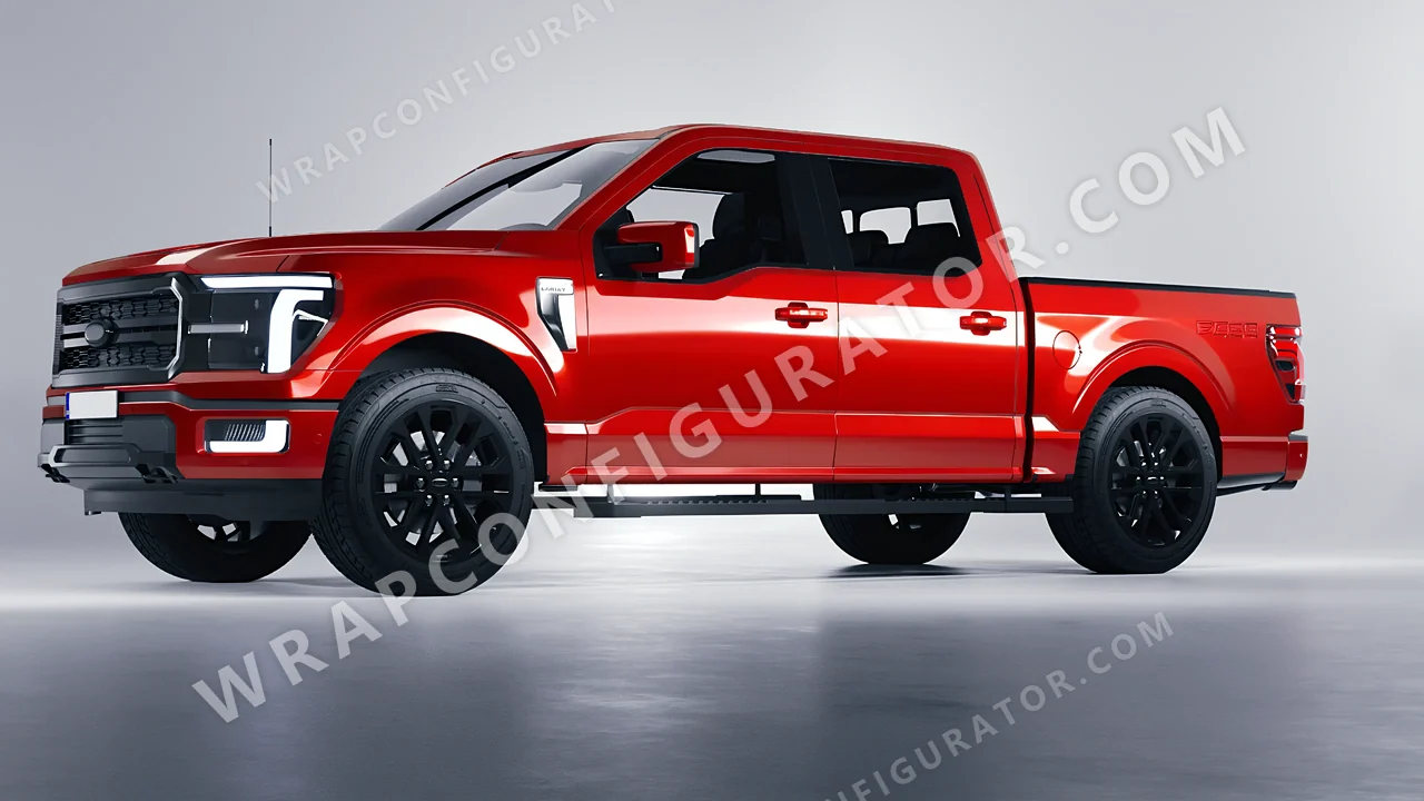 Red Ford F-150 Lariat 2024 wrapped in Colourshield PPF by HyperPro Tomato Red HGF71-P