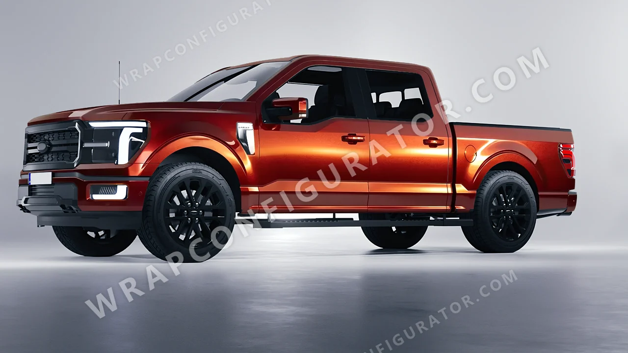 Red Ford F-150 Lariat 2024 wrapped in Inozetek Dynamic PPF Dragons Blood Red DPPF711