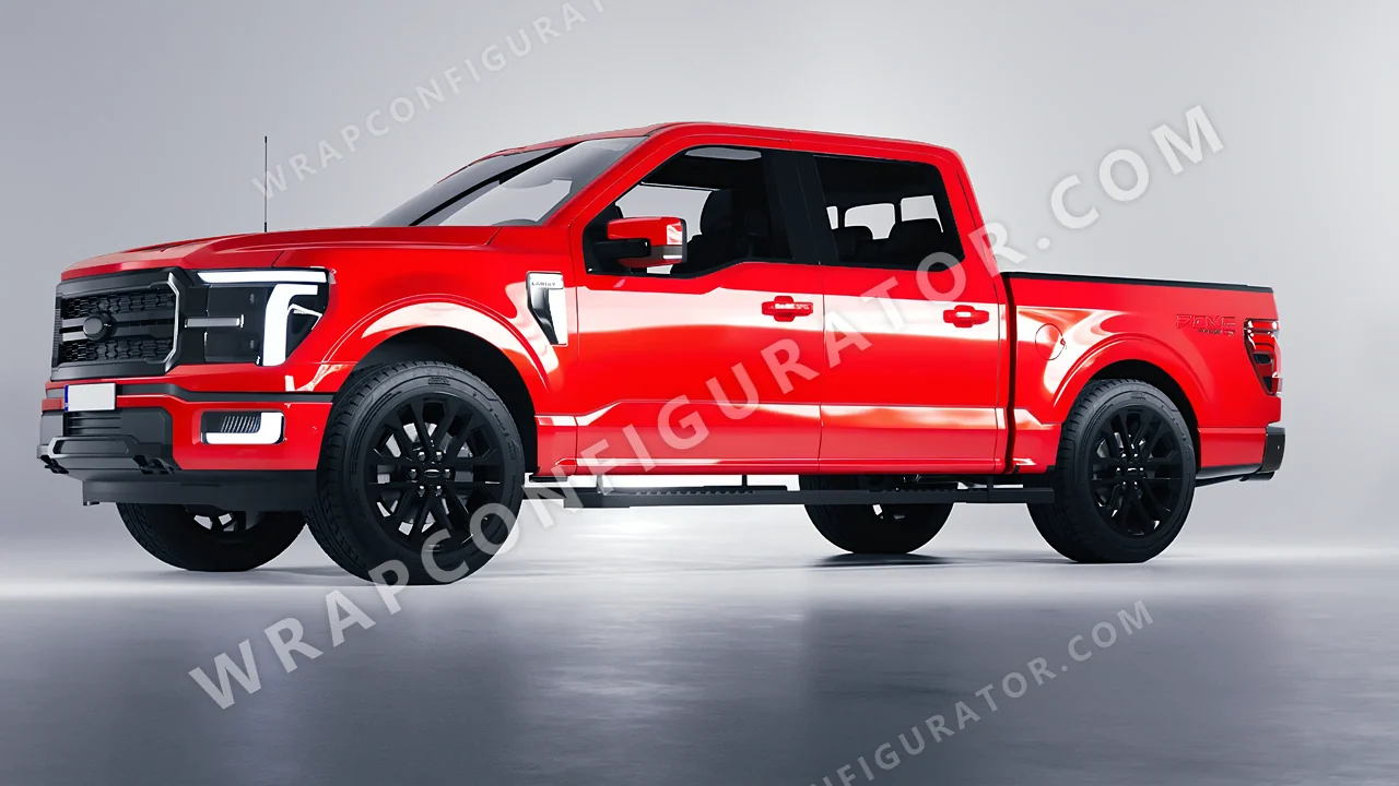 Red Ford F-150 Lariat 2024 wrapped in Inozetek Dynamic PPF Italia Red DPPF917
