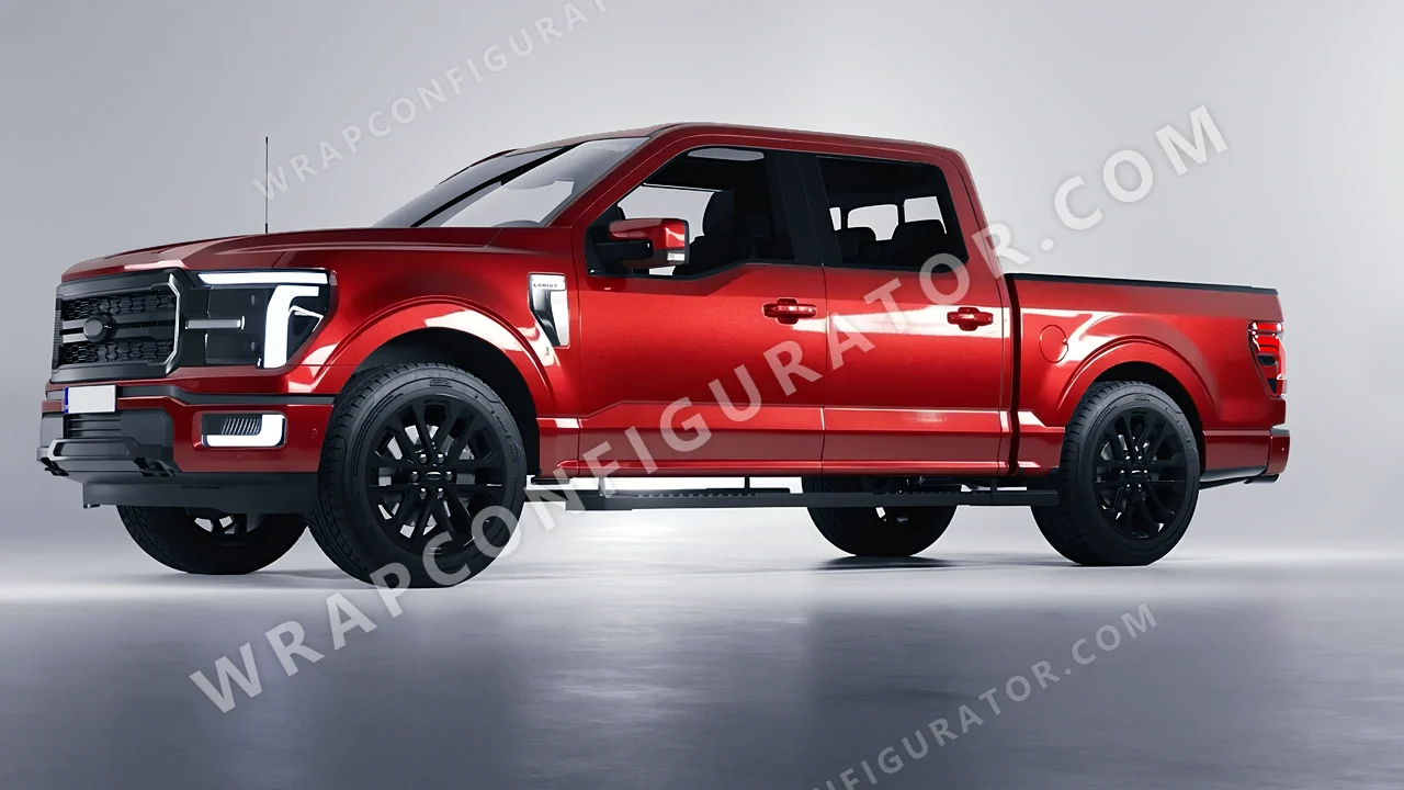 Red Ford F-150 Lariat 2024 wrapped in KPMF Vengeance Red K75403