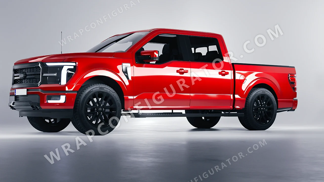 Red Ford F-150 Lariat 2024 wrapped in ORACAL Geranium Red 970RA-305G