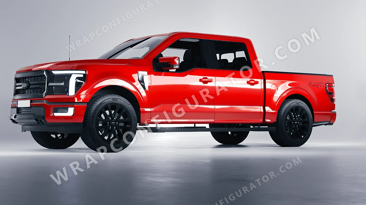 Red Ford F-150 Lariat 2024 wrapped in ORACAL Light Red 970RA-032G