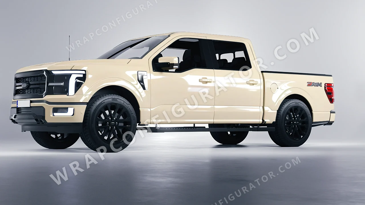 White Ford F-150 Lariat 2024 wrapped in 3M Gloss Light Ivory G79