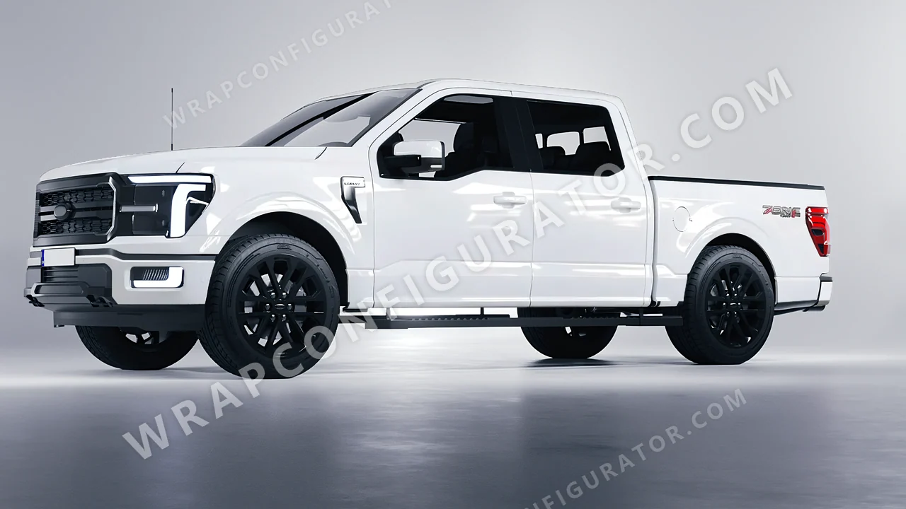 White Ford F-150 Lariat 2024 wrapped in 3M Gloss White Aluminum G120