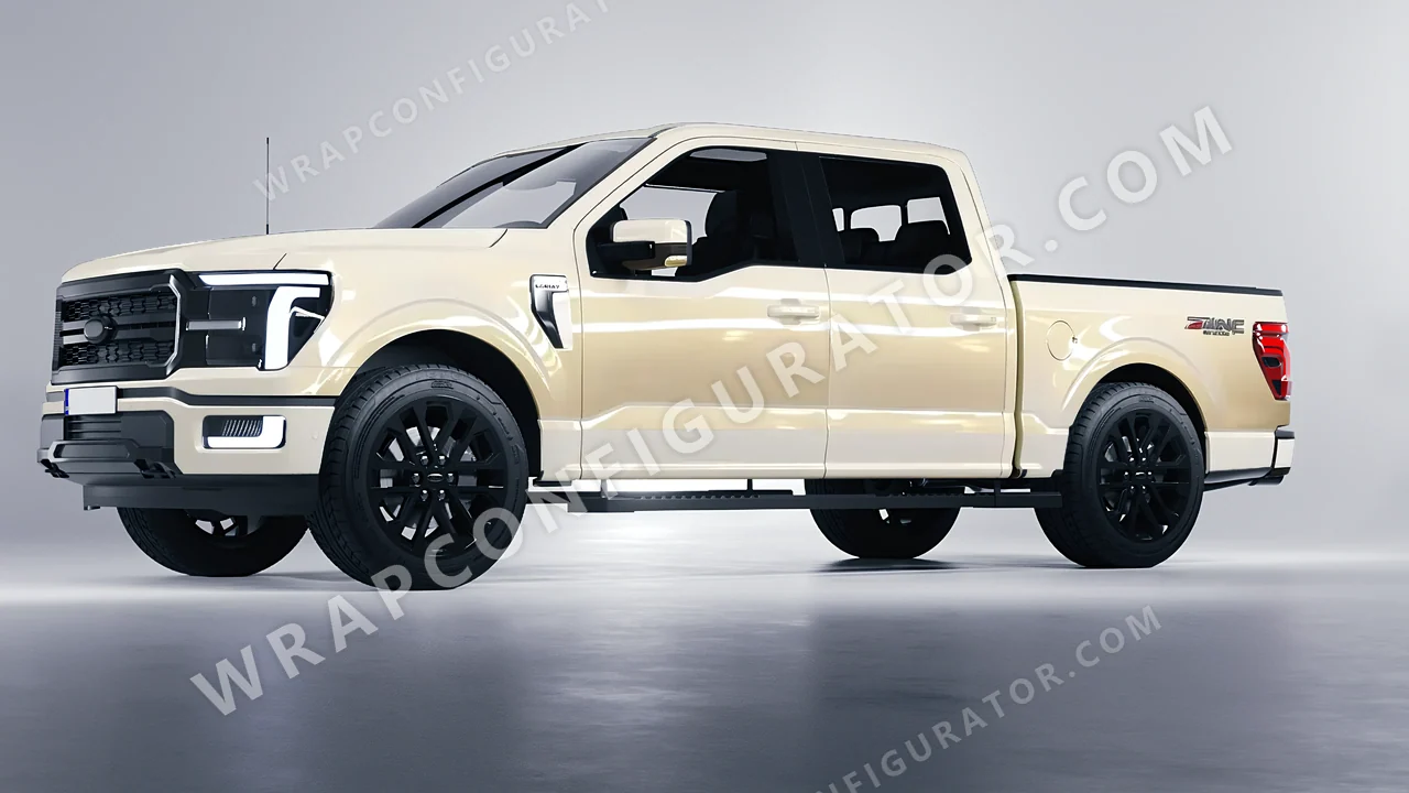 White Ford F-150 Lariat 2024 wrapped in 3M Gloss White Gold Sparkle GP240