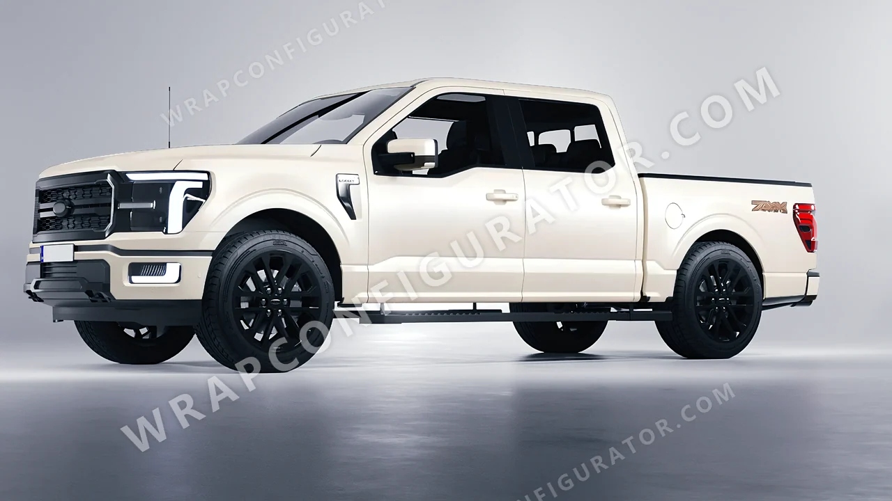 White Ford F-150 Lariat 2024 wrapped in 3M Satin Pearl White SP10