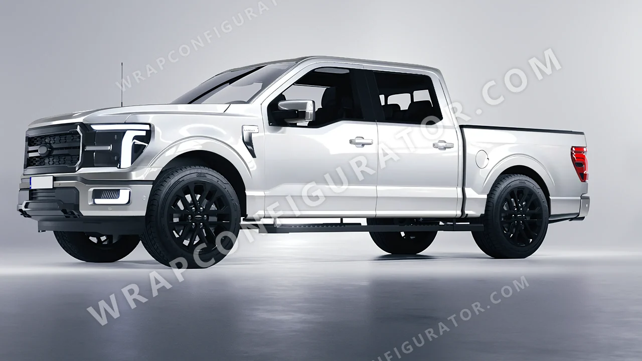 White Ford F-150 Lariat 2024 wrapped in 3M White Aluminum HG120