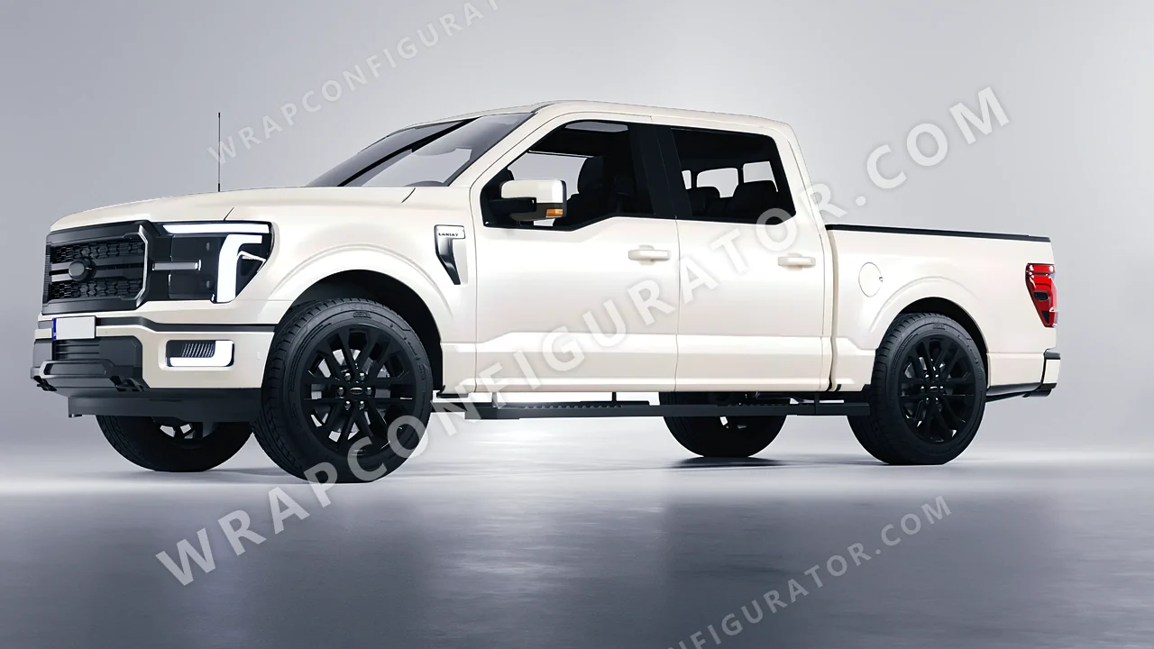 White Ford F-150 Lariat 2024 wrapped in Avery Dennison Satin White Pearl SW900-117-S