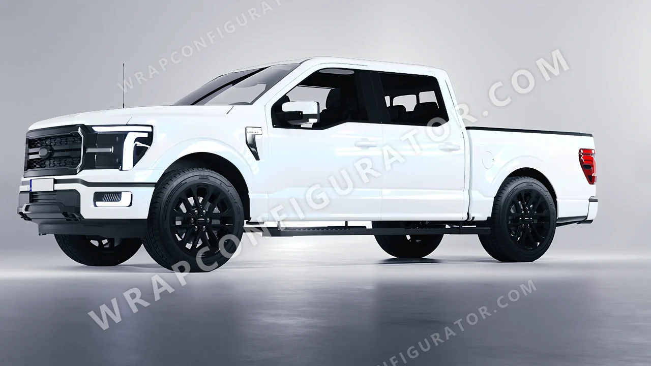 White Ford F-150 Lariat 2024 wrapped in Colourshield PPF by HyperPro White/Blue SF007G-P