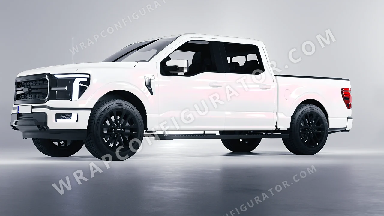 White Ford F-150 Lariat 2024 wrapped in Colourshield PPF by HyperPro White/Pink SF001G-P